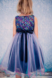 Multi-Sequin Trio Color Tulle Dress