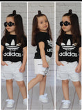 Baby girl 2-Pc,White Jean Adidas set