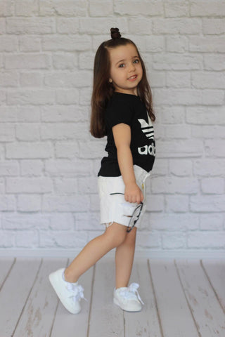 Baby girl 2-Pc,White Jean Adidas set