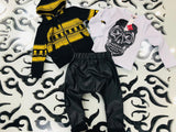 Toddler boys 3-Pc, Faux leather pants, T-Shirt &Zip Hoodie