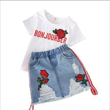 Toddler Girls Tshirt &Denim skirt