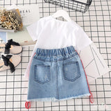 Toddler Girls Tshirt &Denim skirt