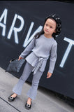 Fashion stretch knitted girls set