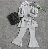 Fashion stretch knitted girls set