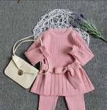 Fashion stretch knitted girls set